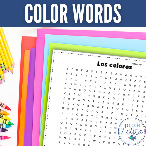 Spanish Colors Vocab Word Search - los colores búsqueda de palabras activity