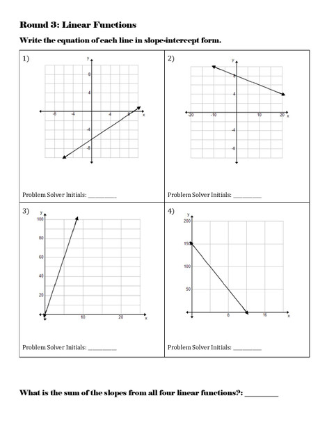 Team Target Review: Linear Functions Group Review Activity Grade 8