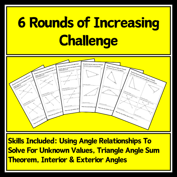 Team Target Review: Transversals & Triangles Group Review Activity Grade 8