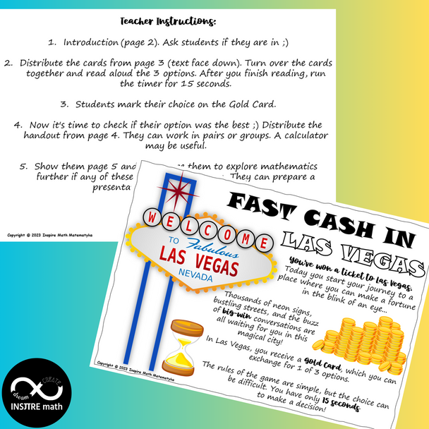 FREE Back To School Fun Math Activity | First Day Math | Money in Las Vegas
