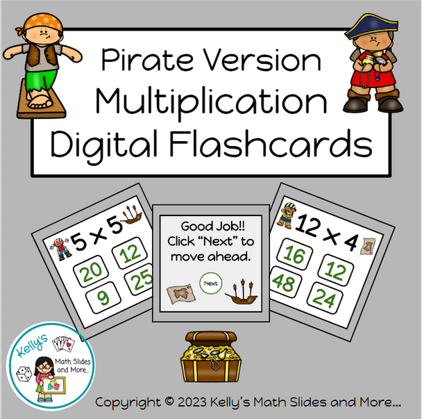 Multiplication Digital Flashcard Game - Pirate-Themed