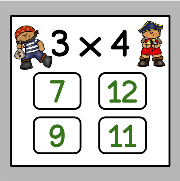 Multiplication Digital Flashcard Game - Pirate-Themed