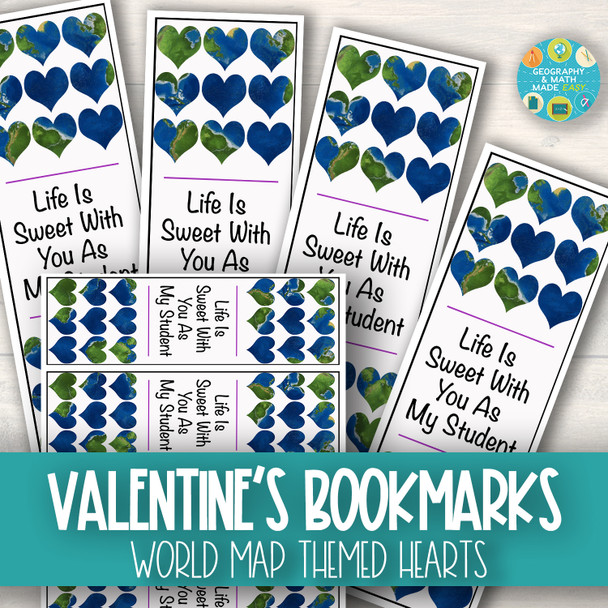 GEOGRAPHY: FREE VALENTINE'S DAY BOOKMARKS FOR ALL GRADE LEVELS