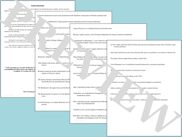 The Unification of Germany and Italy True False Fix The Unification of Germany and Italy True False Fix