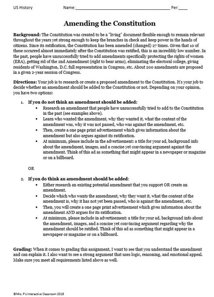 Amending the Constitution Mini Project- FREE