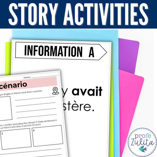 French Unit 11 - Super 7 Verbs Past - Reading Comprehension Story & Activities