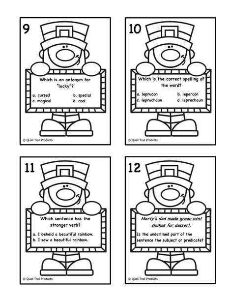 Grade 4 and Grade 5 ELA Task Cards | St. Patrick's Day