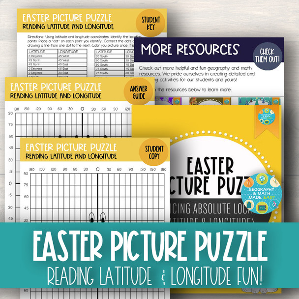 Easter Geography Picture Puzzle Practicing Latitude and Longitude