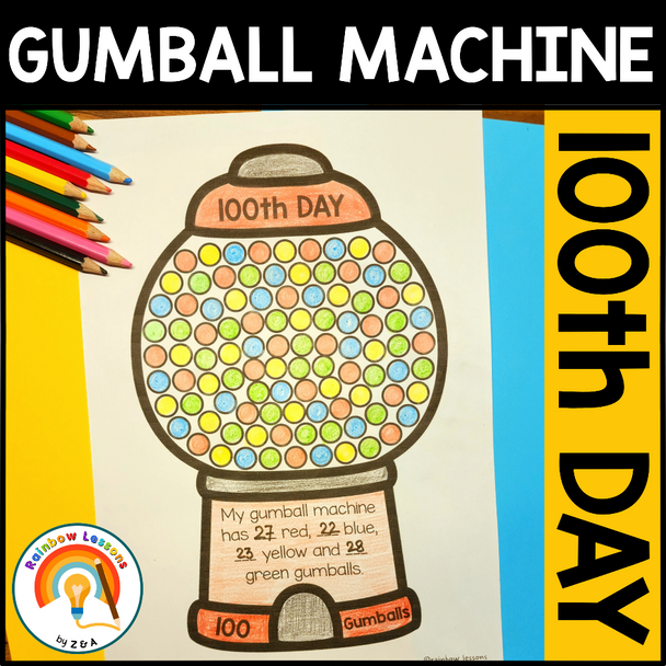 100 Day Gumball Machine | 100th Day of School Gumball | 100th Day Gumball Crafts