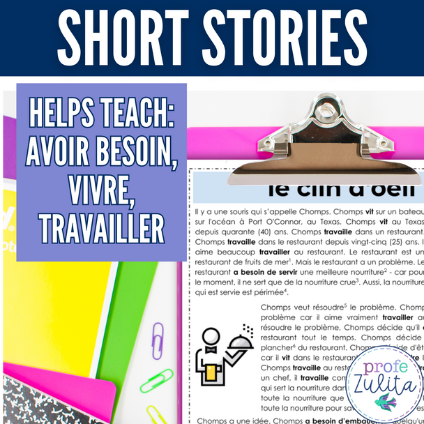 French Unit 23 - avoir besoin, vivre, travailler French Reading Comprehension