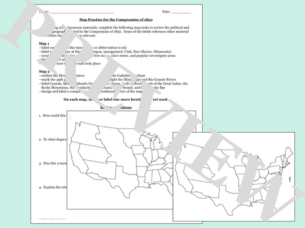 The Compromise of 1850 Map Activity