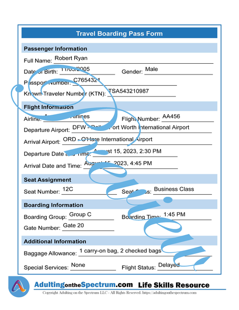 Essential Life Skills SPED Activity - How to Complete a Boarding Pass