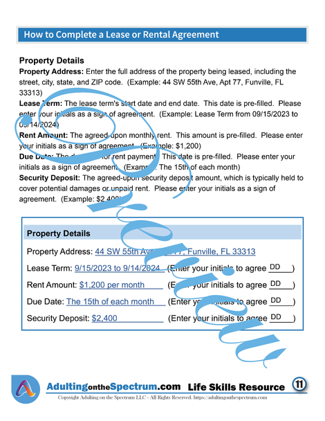 Essential Life Skills SPED Activity - A Rental Agreement