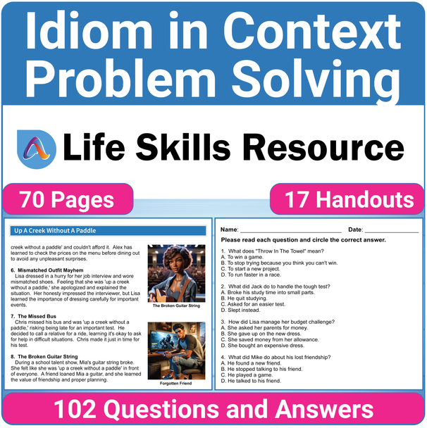 Figurative Language Life Skills - Idiom Worksheets for Problem Solving