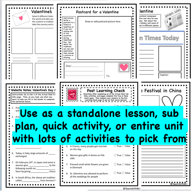 Valentine's Day Around the World Virtual Field Trip Webquest