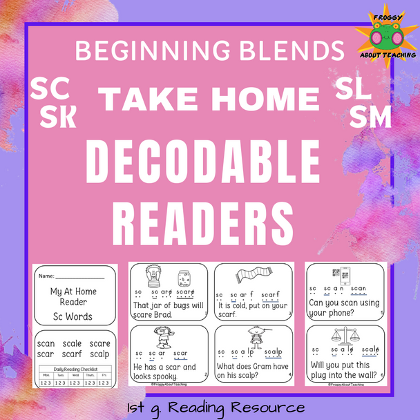 Decodable Readers Beginning Blends Sc, Sk, Sl, Sm
