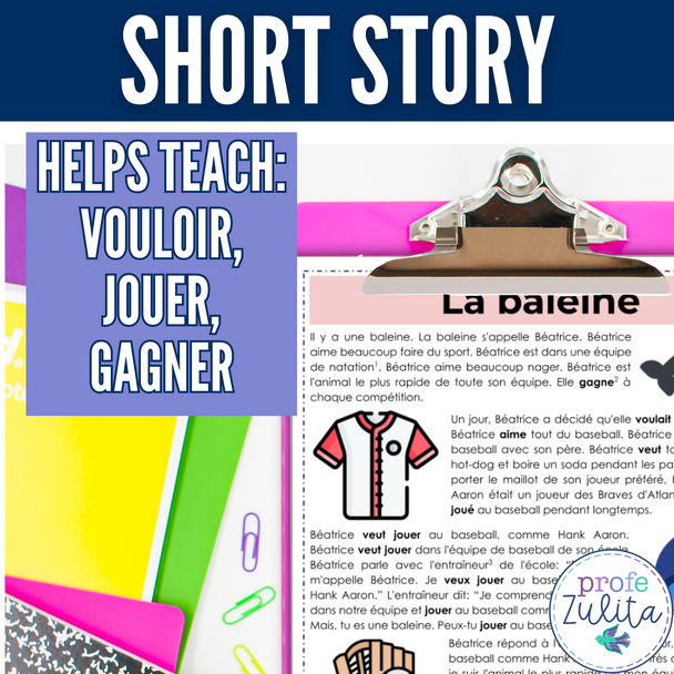 French Unit 17 - Reading Comprehension Activities- Sports vouloir, jouer, gagner