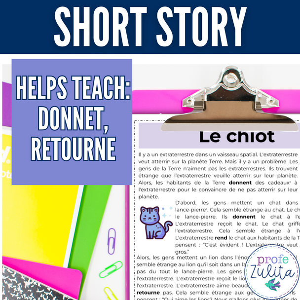 French Unit 18 - Reading Comprehension Activities - Short Story donnet, retourne