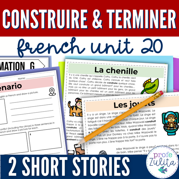 French Unit 20 - Reading Comprehension Activities - construire & terminer 