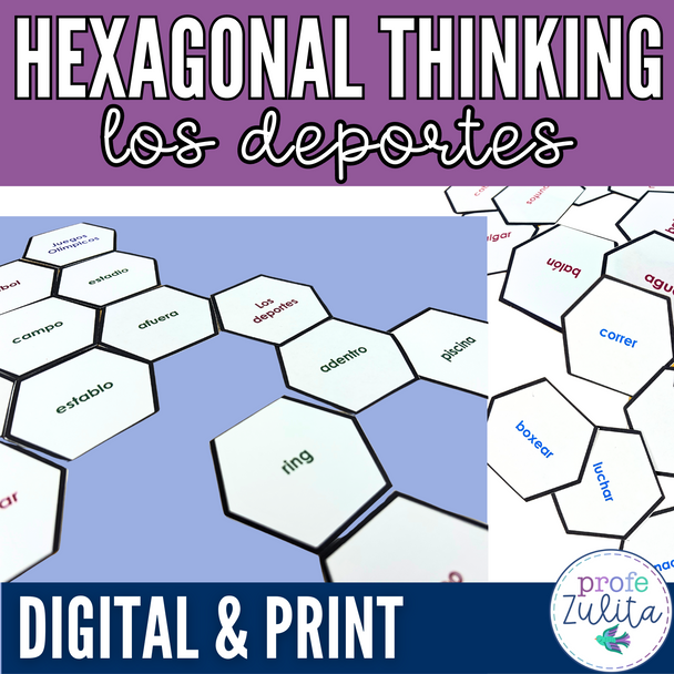 Los deportes activity - Sports in Spanish Hexagonal Thinking Map - Hexágonos 