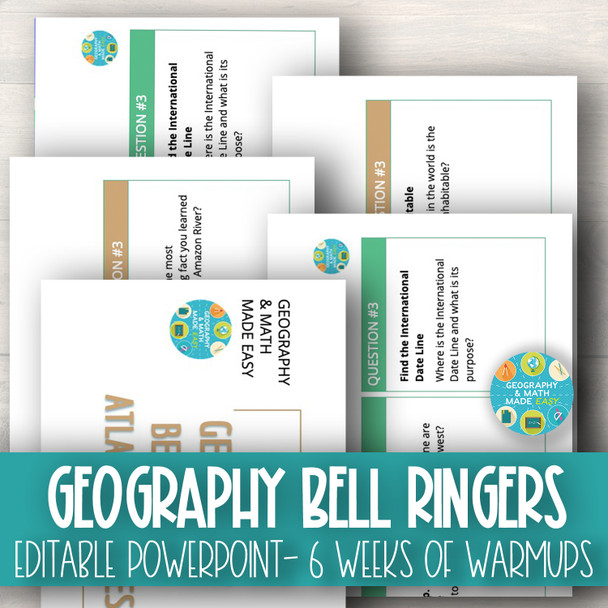 Geography Warm Ups Bell Ringers Activities for the Beginning of Class (SET 5)