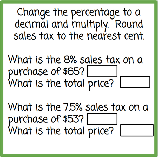 Tips, Sales Tax, Commissions, and Simple Interest