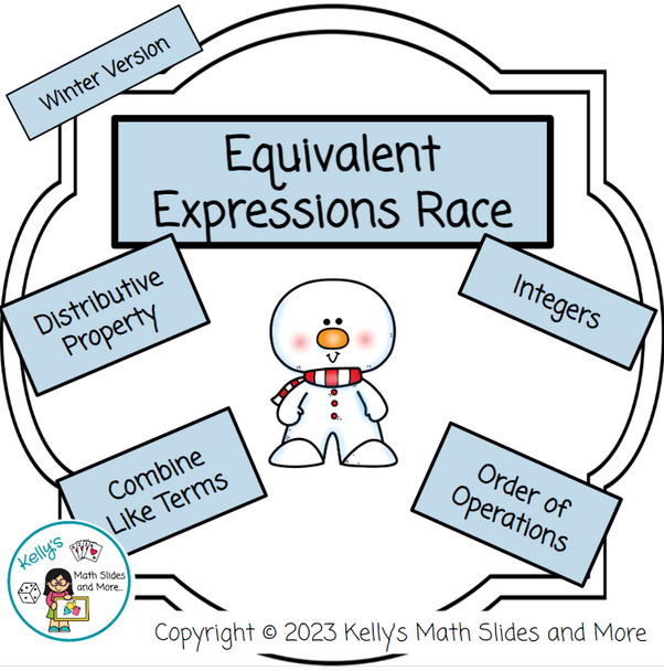 Equivalent Expressions Race - Winter-Themed