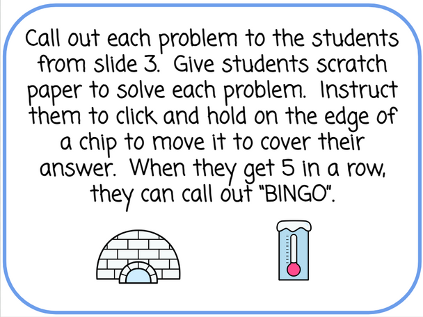 One-Step Equation Bingo - Addition and Subtraction - Winter-Themed