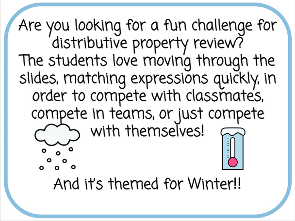 Distributive Property Race - Winter-Themed - Digital and Printable