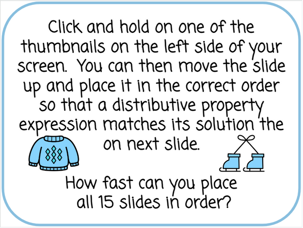 Distributive Property Race - Winter-Themed - Digital and Printable