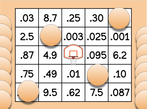 Decimals Bingo - Basketball-Themed - Digital and Printable