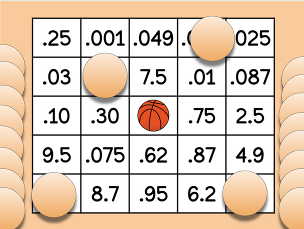 Decimals Bingo - Basketball-Themed - Digital and Printable