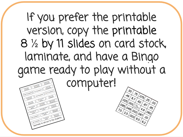 Decimals Bingo - Basketball-Themed - Digital and Printable