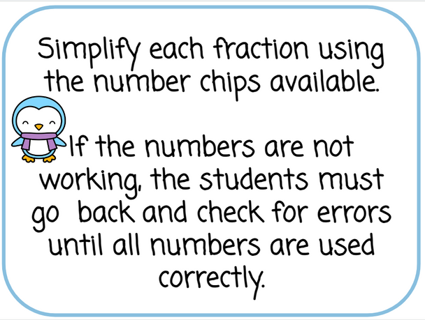 Equivalent Fractions with Number Chips - Winter-Themed - Digital and Printable