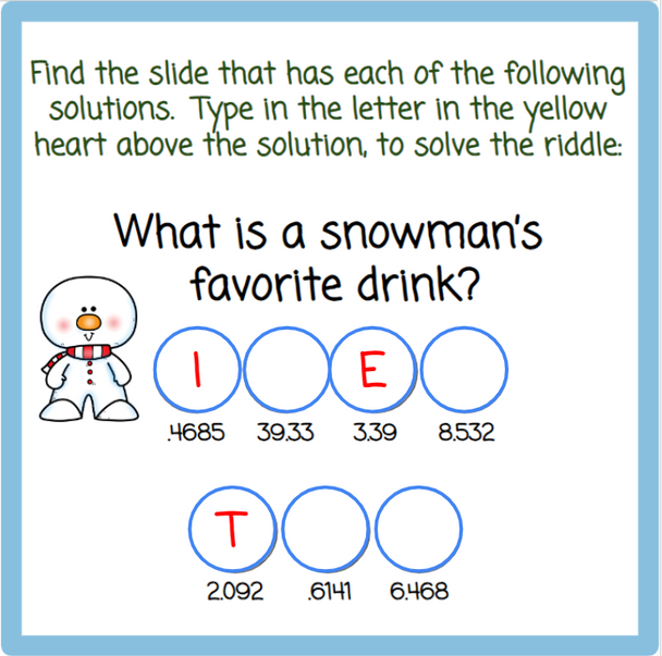 Multiplying Decimals with Number Chips - Winter-Themed - Digital and Printable