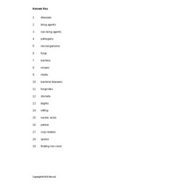 Viruses Word Scramble for a Plant Science Course