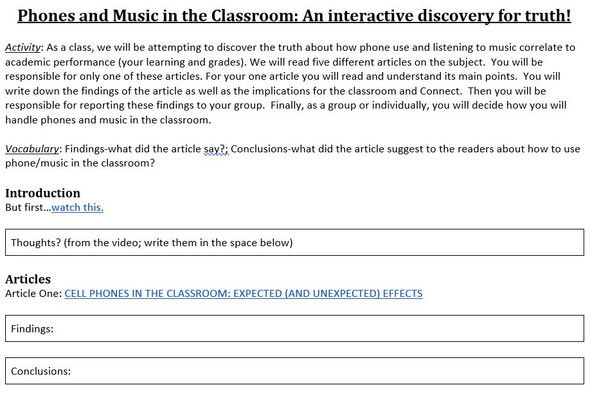 Phones and Music in the Classroom: An interactive discovery for truth!