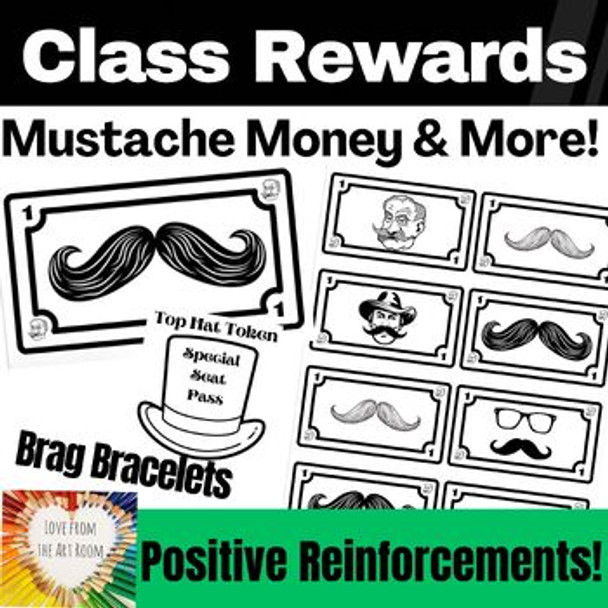 Mustache Money - Classroom Reward Coupons - Positive Behavior Management - Classroom Incentives