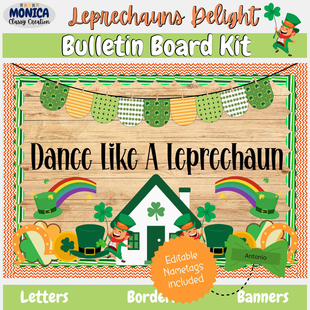  St. Patrick's Day Bulletin Board Kit-Lucky Charms March Decor-Leprechauns Welcome Classroom Door Decor