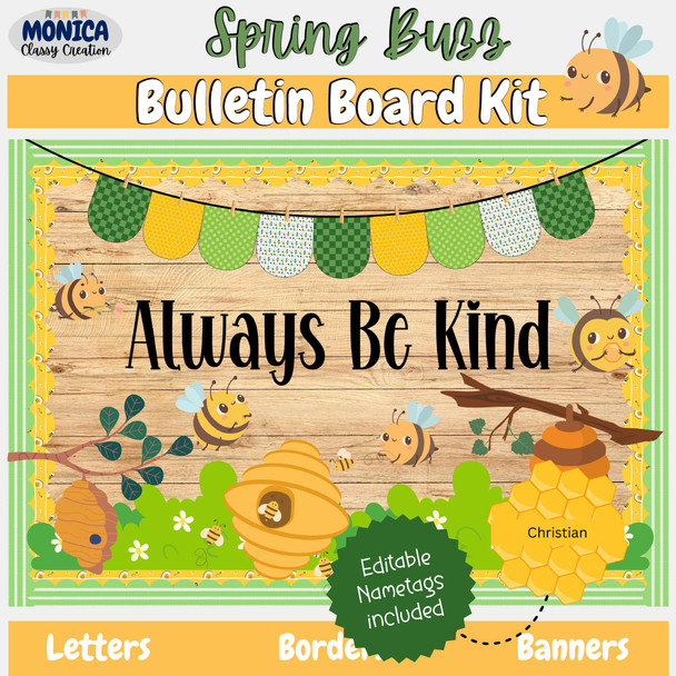 Spring Bee Kind Bulletin Board Kit-Welcome To Our Hive Classroom Decor-April/May