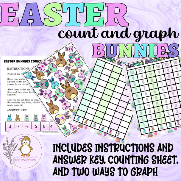 Easter Bunnies Math I Spy Worksheets Count and Graph for Early Education