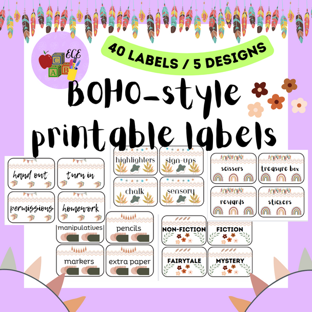 40 BOHO Classroom Labels / 5 designs!