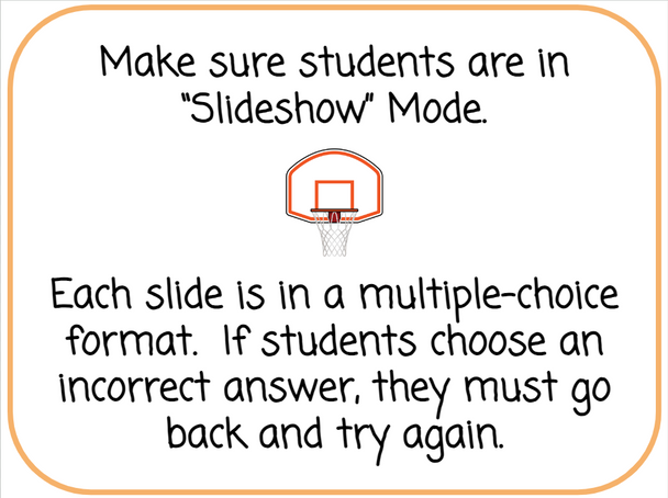 Integer Slide Math Game - Basketball-Themed