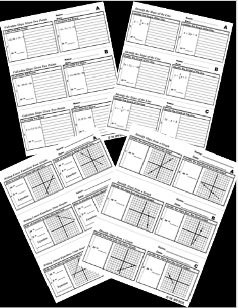 Linear Equations Slope Intercept Standard Form Exit Tickets Formative Assessments