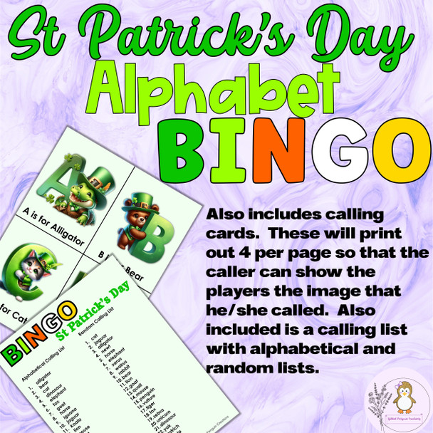 St Patrick's Day Alphabet Bingo Cards Alphabet Activity Game - 5x5