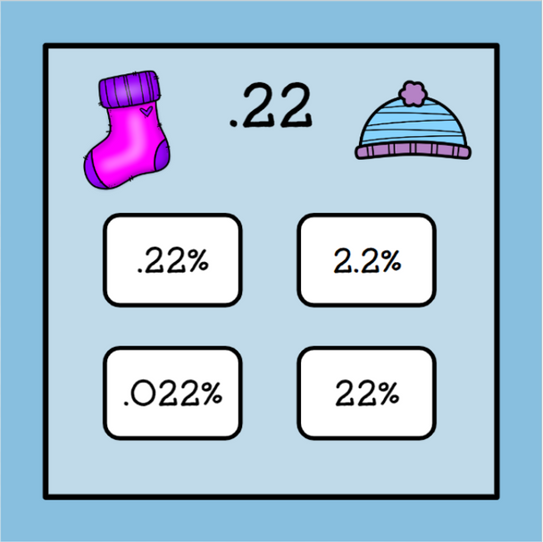 Fractions Decimals Percentages Conversion Slide Game - Winter-Themed