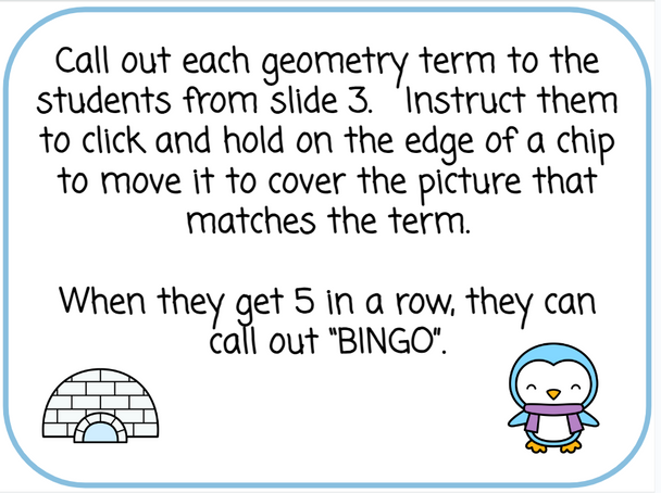 Geometry Bingo - Digital and Printable - Winter-Themed