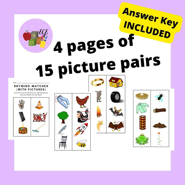 FREE: Matching Rhyming Picture Pairs (activity)