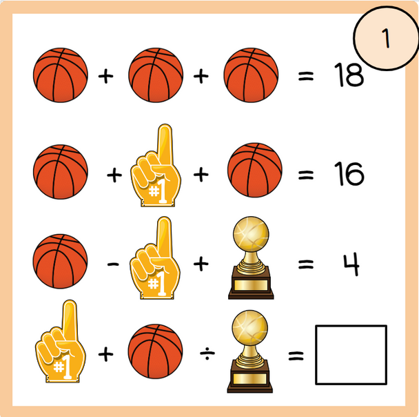 Order of Operations Logic Picture Puzzles - Basketball-Themed Activity