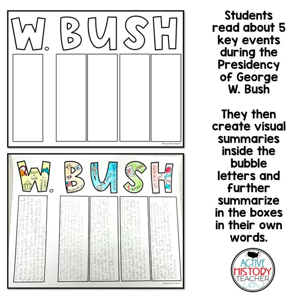 George W. Bush Activity Visual Summary Quick Way to cover Bush's Presidency